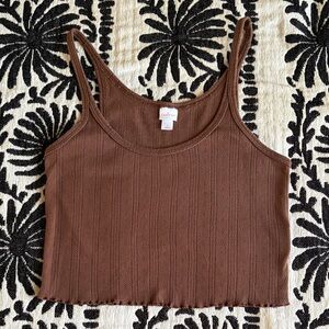 Colsie Brown Pointelle Cropped Tank Top